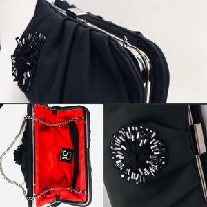 Sondra Roberts Clutch Black Handbag Faux Leather